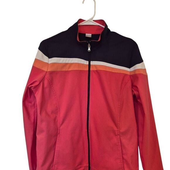 Made for Life Women's Zip Front Coral & Navy Polyester Jacket w Pockets - Picture 4 of 10
